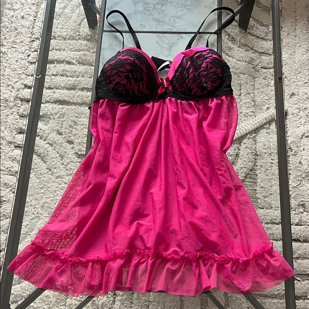 💞Native Pink and Black Lace Chemise💞